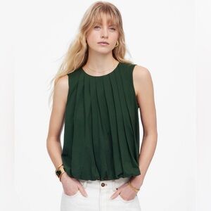 Madewell Sleeveless Crewneck Bubble Top, Large, Summit Green